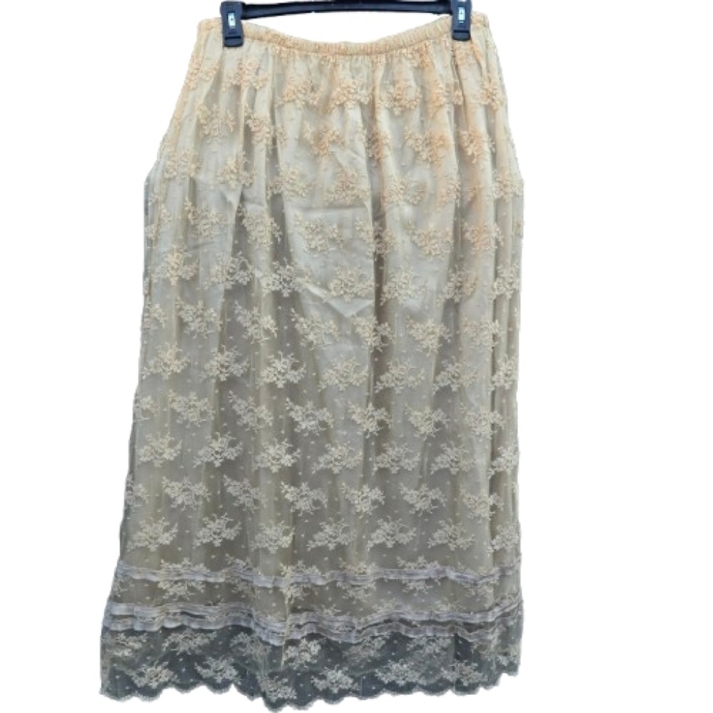 Elegant Cream Lace Skirt Sz XXL